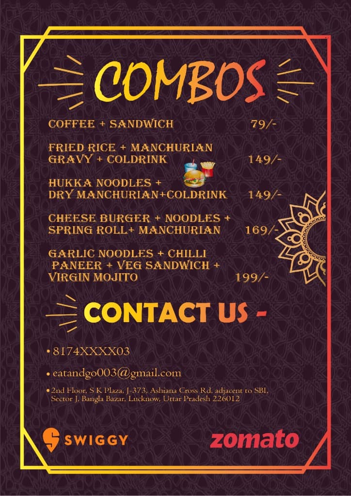 Fast Food Combos Menu Layout